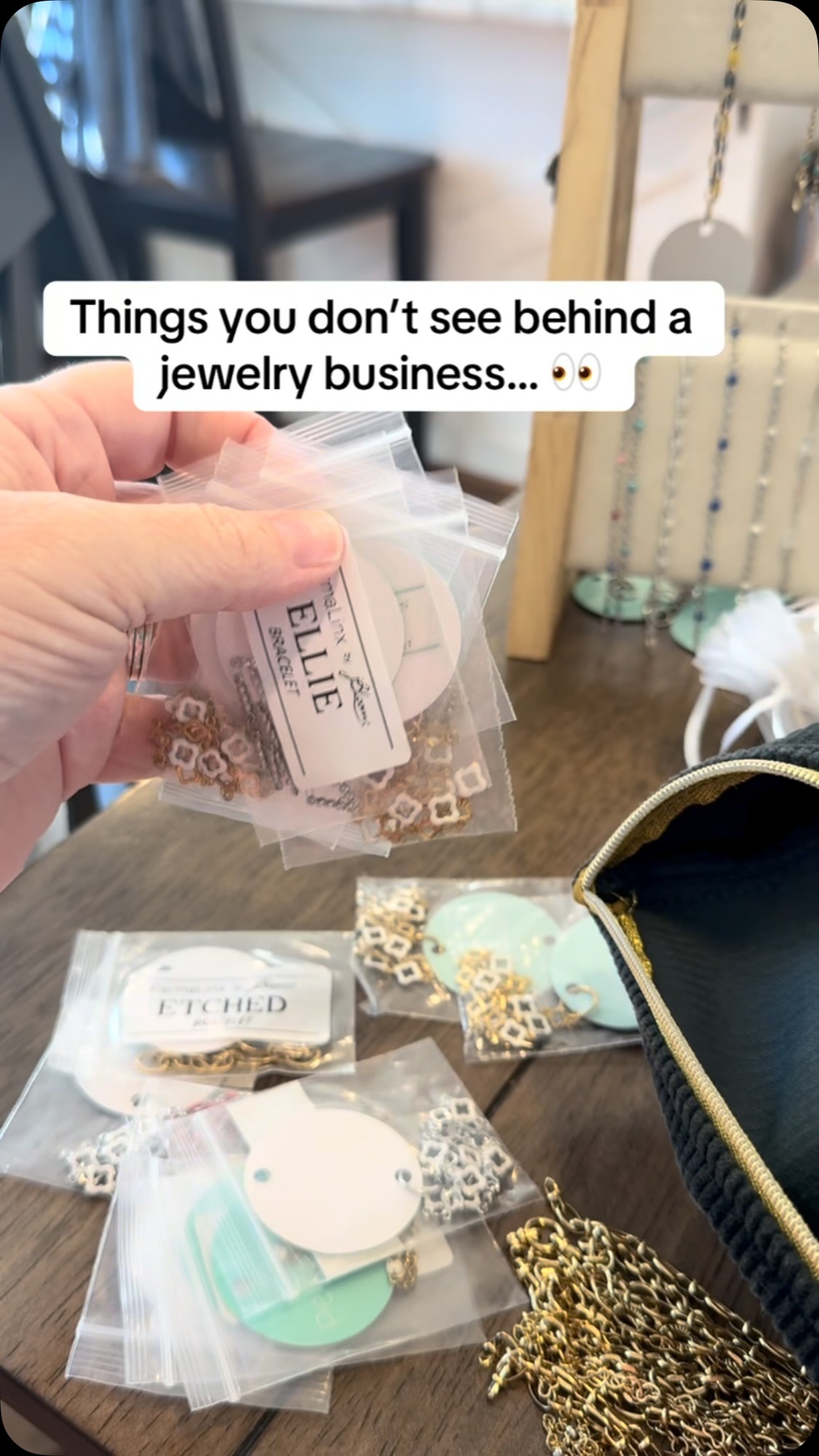 Sometimes people see the finished bracelet and think that’s the whole business.

What they don’t see is the restocking, organizing, planning, appointments, parties, customer conversations, and all the little moments that happen behind the scenes.

That’s what I love most—the flexibility to create experiences for others while building something of my own.

Would you rather be the customer or the one hosting the experience? 👇#getlinked #permanentjewelrybusiness #getlinked